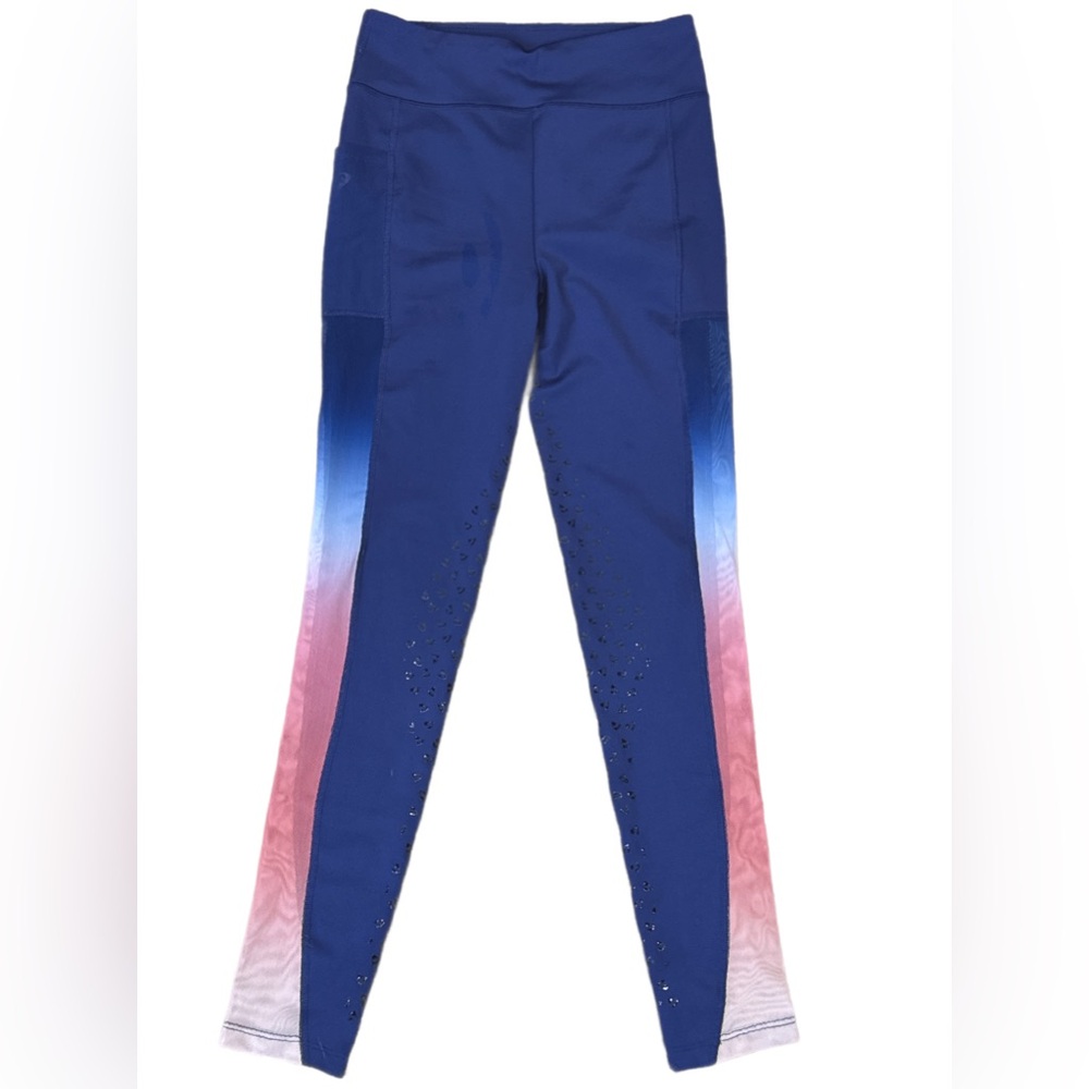 Aubrion Women’s Blue Ombre Performance Mesh Panel Leggings Size XS